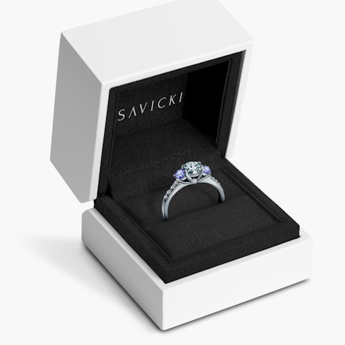 Pierścionek zaręczynowy Dream: białe złoto, akwamaryn